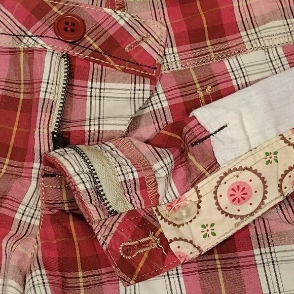 Womens Forever 21 Plaid Cuffed Shorts Size M Pink White Brown Summer Casual - Picture 4 of 8